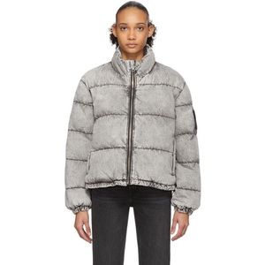 Alexander Wang bleached denim puffer jacket (repaired)